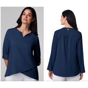 Coolibar Santa Barbara Tunic Top with Roll-up Sleeves in Navy UPF 50+ Size Large